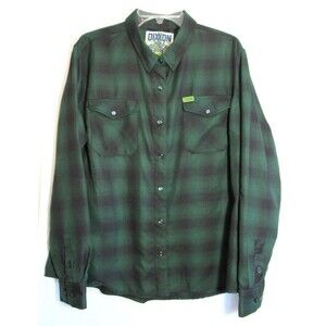 Dixxon Absinthe Green Plaid Flannel Long Sleeve Snap Down Shirt Size 2X EUC
